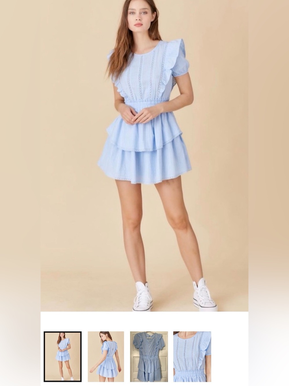 Light Blue Ruffle Tiered Mini Dress Ensemble brand Large